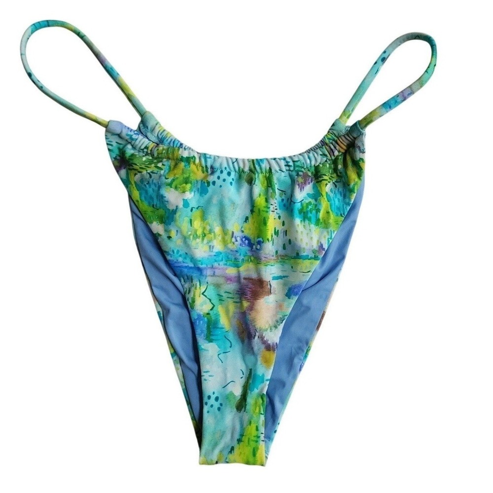Blackbough Bikini Bottoms Womens 2XL Teal Secret Garden Watercolor High Cut Swim